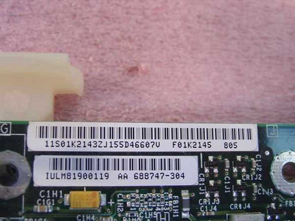 Intel AA688747-304 label closeup showing part number IULM81900119 and barcode sticker 11S01K2143ZJ15SD46607V