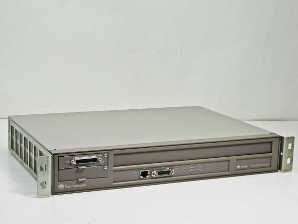 Bay Networks CV1001001 Advanced Remote Node — front panel view showing DB-44 serial module in slot 1, Ethernet port, status LEDs, and Bay Networks logo