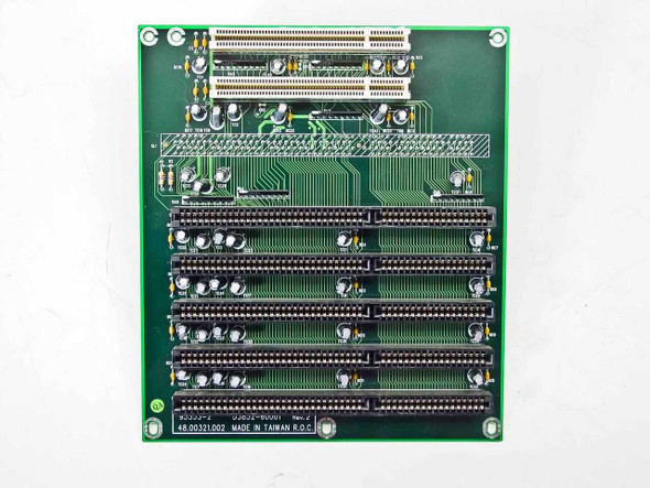HP D3852-60001 Rev.2 riser card front side showing five ISA and two PCI expansion slot connectors