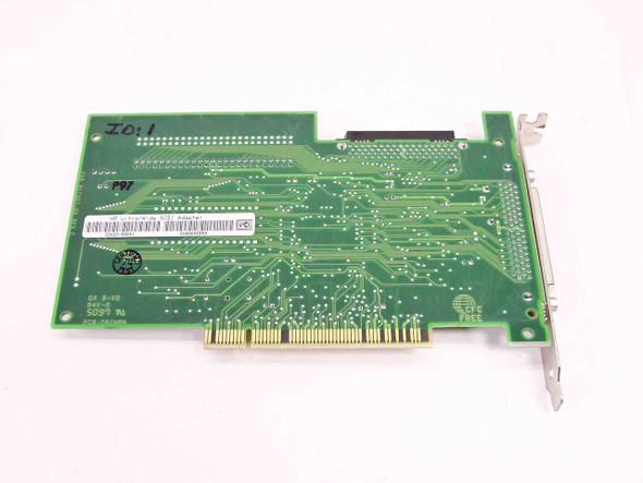 Adaptec AHA-2940UW/HP SCSI controller card — solder/bottom side view with PCI edge connector and PCB traces visible