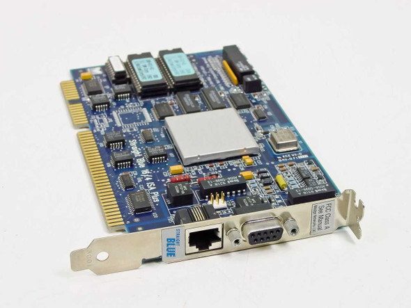 Madge Straight Blue 16/4 ISA Plus Token Ring Network Card 152-301-02 — front component side showing RJ-45 and DB-9 bracket ports