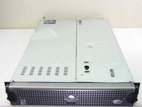Dell PowerEdge 2550 2U rackmount server — front panel view showing Dell logo badge and drive bays