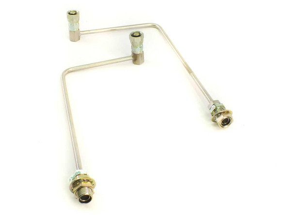 CTI Cryogenics 140316 cryo line pair – alternate angle showing both lines with zinc-plated Aeroquip male and female coupling halves