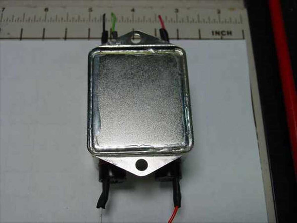 Corcom 3VV1 F7250 EMI line filter rear metal housing view showing chassis mount tab