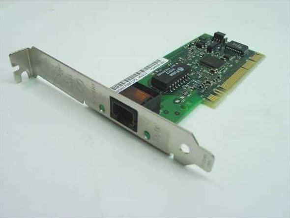 Compaq 116188-001 10/100 PCI Network Card – front angled view showing RJ-45 port on full-height bracket and green PCB