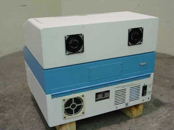 Hybritech Photon ERA-QA Immunoassay Analyzer – rear view showing two top exhaust fans, blue mid-section, and lower module with power inlet and cooling fan