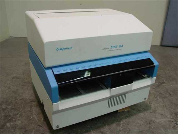 Hybritech Photon ERA-QA Automated Immunoassay Analyzer – front three-quarter view showing white and blue two-section benchtop unit