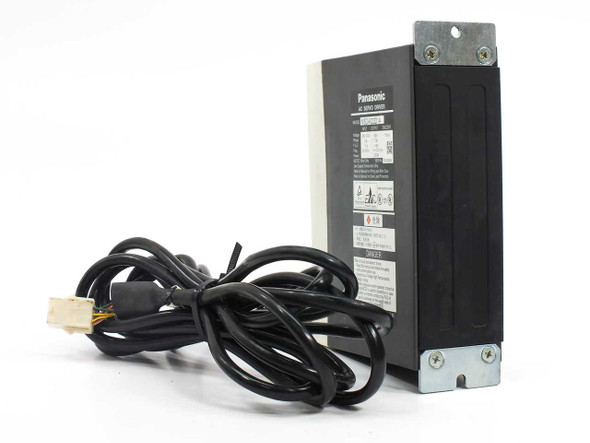 Panasonic MSDA023D1A AC Servo Driver right side view showing black enclosure and attached power cable with multi-pin connector