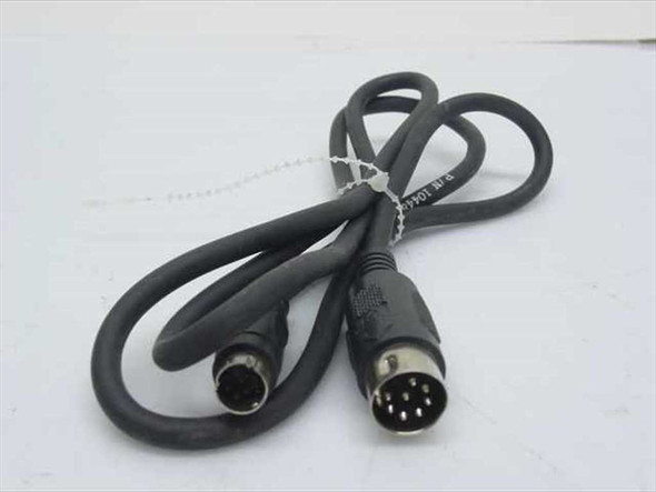 VeriFone 10448-00 8-pin DIN to 8-pin Mini DIN cable coiled, showing both connector ends