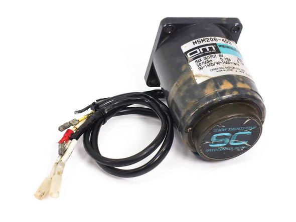 Oriental Motor MSM206-402 Speed Control Motor – side and rear view showing motor body with lead wires attached