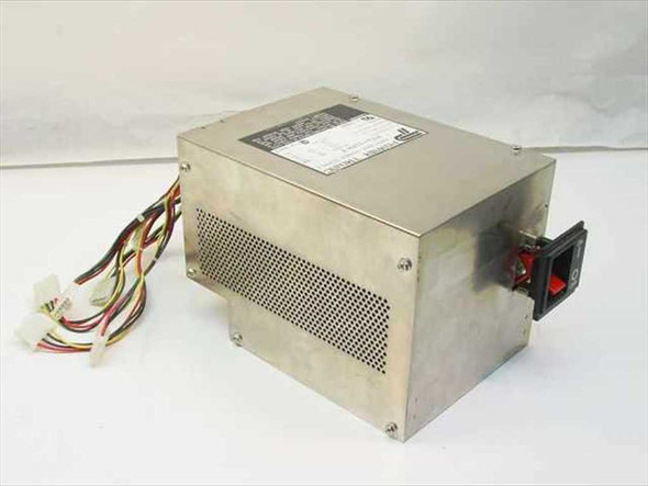 Power Tronic PTA-4200CF AT switching power supply – front-left angle view showing output cables and ventilation