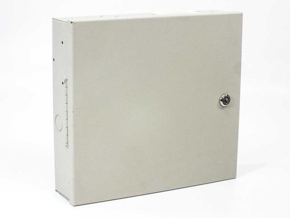 Digital Monitoring Products 1912 Command Processor – closed locking steel wall enclosure, front view with key lock