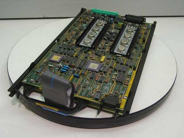 Digital DEC RA92 I/O R/W board angled view showing read/write channel sub-assemblies and ribbon cable attached