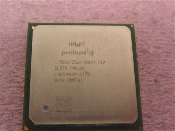 Intel Pentium 4 SL5TK processor top label close-up showing SL5TK stepping, MALAY country of manufacture, and batch code L285A864-2132