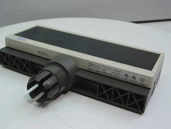 IBM 10J0268 LED customer display – left side view showing IBM logo, asset tag W2200, and proprietary multi-pin connector cable