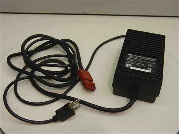 Elpac WRI3014S-A3-010 power supply front and side view with attached AC power cable and red multi-pin output connector