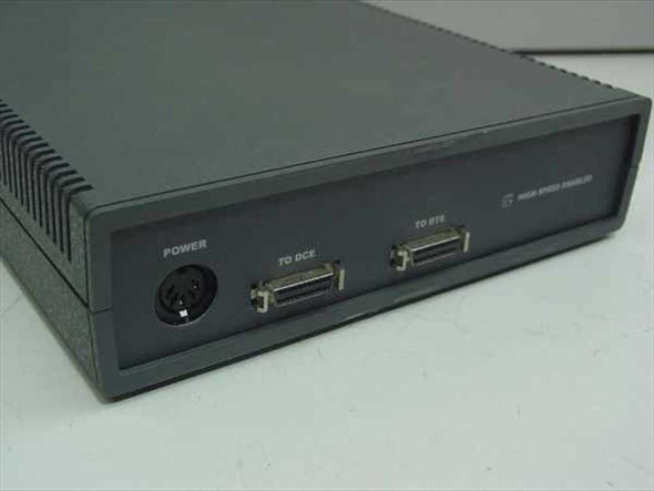 Sync S-FRAP rear panel showing DIN power connector, TO DCE and TO DTE DB-25 serial ports, and High Speed Enabled indicator