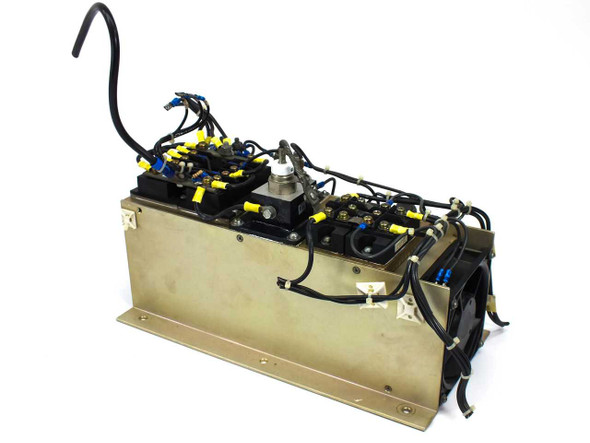 Fuji Electric ESAG32-06T heat sink assembly – side/front view showing brass-toned chassis and component layout with cooling fan visible at end