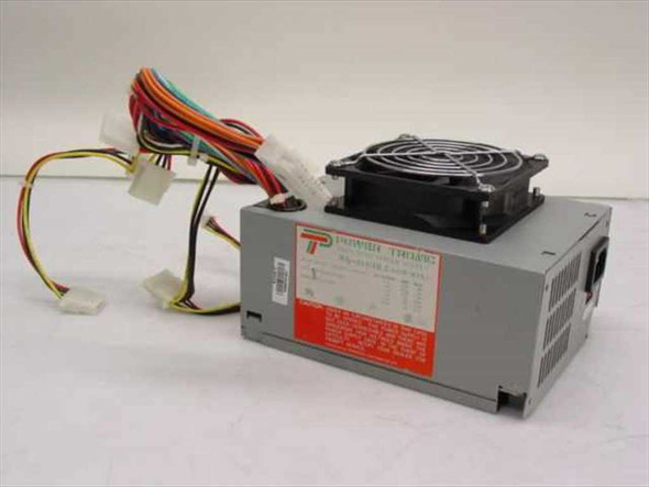 Power Tronic WK-6145DL3 145W ATX switching power supply — three-quarter front view showing fan, housing, and Molex output cables