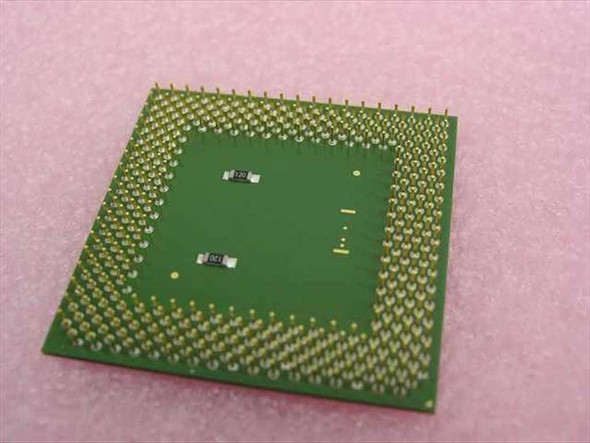 Intel Celeron SL46U Socket 370 CPU — underside showing 370-pin FC-PGA contact array