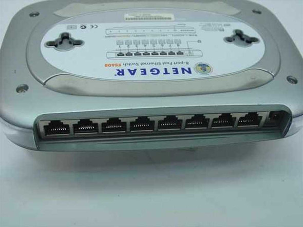 Netgear FS608 — rear view showing all 8 RJ45 10/100 Mbps Ethernet ports