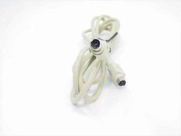 PS/2 6-pin mini-DIN male to male cable coiled, beige, 6 feet long – full length view