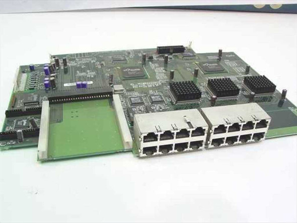 Zyxel ES-1016B Rev B1 Ethernet switch board — top view showing 16 RJ-45 ports, MoSys controller, and multiple ICs