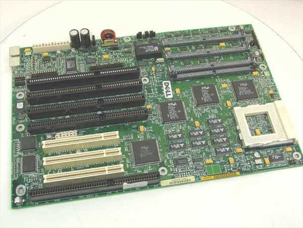 Dell 78971 Socket 5 motherboard top view showing ISA and PCI expansion slots and Intel chipset ICs
