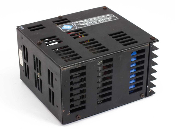 Superior Electric Slo-Syn 430-PTO Motor Drive – angled rear-left view showing finned heatsink enclosure and blue screw-terminal strip on right side