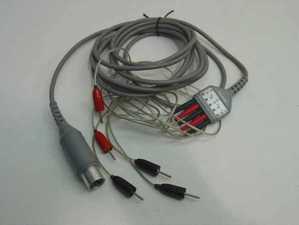 Medtel Patient Monitor Cable 114-510 – full cable view with banana plugs and multi-pin connector coiled