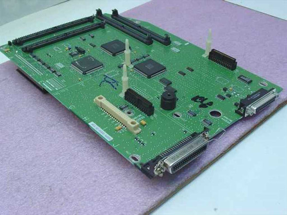 Lexmark 69G3199 RIP board top view showing main ICs, edge connectors, and parallel port — Optra 4049 formatter card