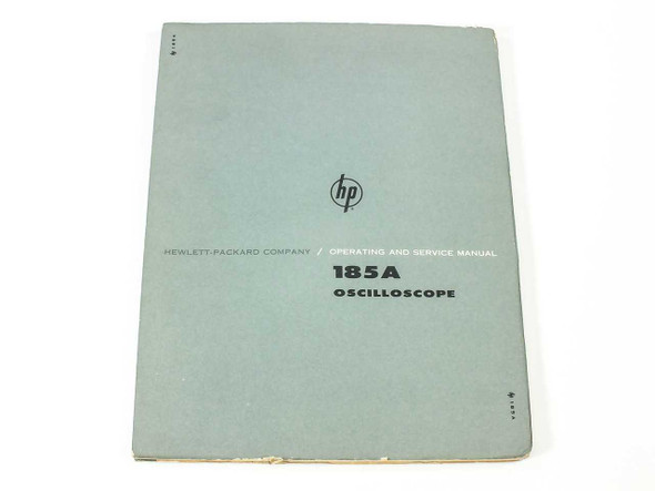 HP 185A Oscilloscope Operating and Service Manual 01103-2 – front cover showing Hewlett-Packard branding, light gray with age wear at corners