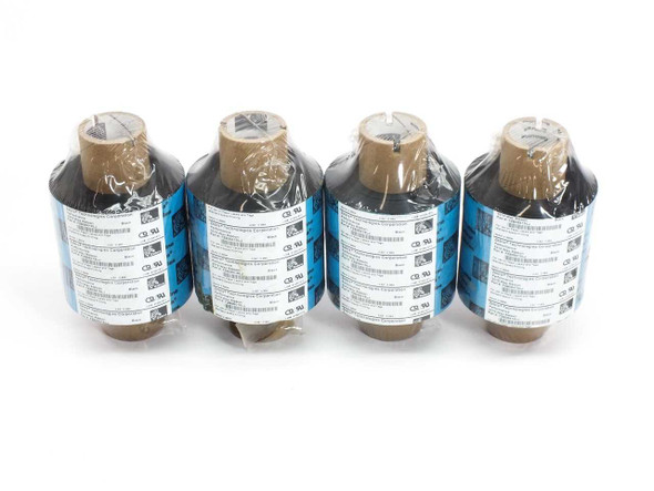 Zebra 5319 FZB06419LJ Black Wax Ribbon lot of 4 — rear view showing product labels with specs and UL/CSA markings