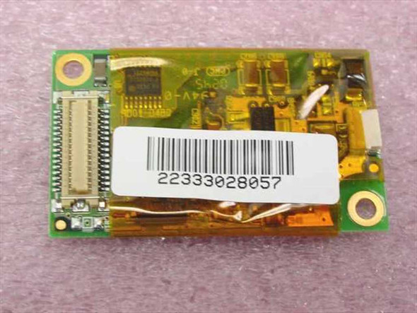 Conexant RD01-D480 Mini PCI modem card – reverse side showing PCB components, Mini PCI edge connector, and barcode label 2233028057