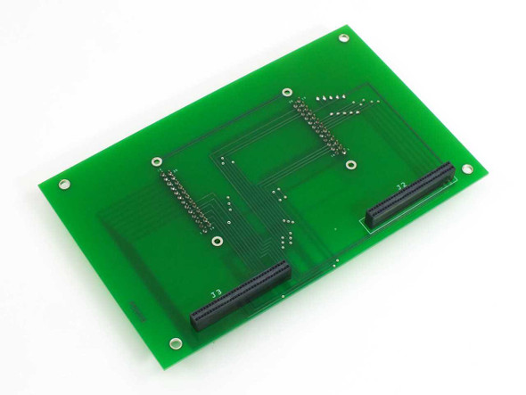 DT9834 Interface Board 920-0401 — bottom/solder-side view showing edge connectors J2 and J3