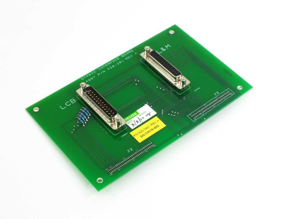 Data Translation DT9834 Interface Board 920-0401 Rev A — top view showing LCB and L&M D-sub connectors and green PCB