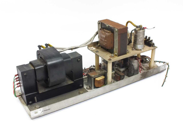 Varian 01-00064 CMC 1527A High Voltage Power Assembly – opposite side three-quarter view showing full component layout including capacitor and secondary transformers
