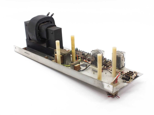 Varian CMC 1527A 738-8415 HV Power Assembly – opposite-angle top view showing transformer end and component layout on aluminum chassis