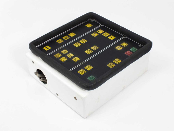 Netstal 110.240.9593 Sycap Operator Panel – three-quarter rear/side view showing cable exit port on enclosure side