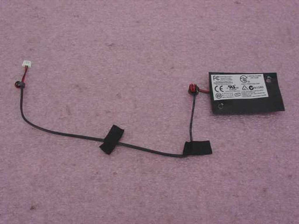 Askey V1456VQL-P1 internal laptop modem board with attached black cable and white 2-pin connector, laid flat