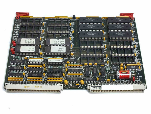 Netstal MEM2 Sycap memory board 110.240.8679 — full top-side component view with yellow capacitors and DIP ICs