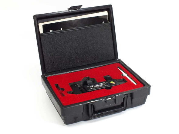 BFT 1011 Fiber Optic Cleave Tool seated in red foam insert inside open black hard-shell carry case with user manual in lid