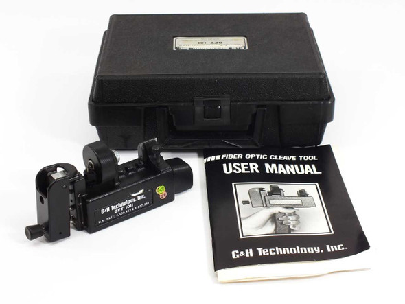G&H Technology BFT 1011 Fiber Optic Cleave Tool shown with black hard carry case and user manual on white background