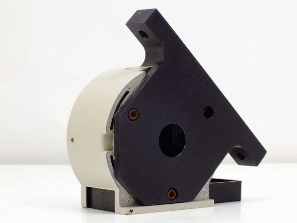 Nikon DF/BF Microscope Filter Assembly – rear angled view showing black anodized bracket and filter housing mounting holes
