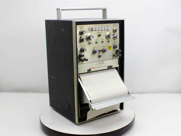 Brush Instruments Mark 280 2-channel strip chart recorder front three-quarter view with chart paper loaded