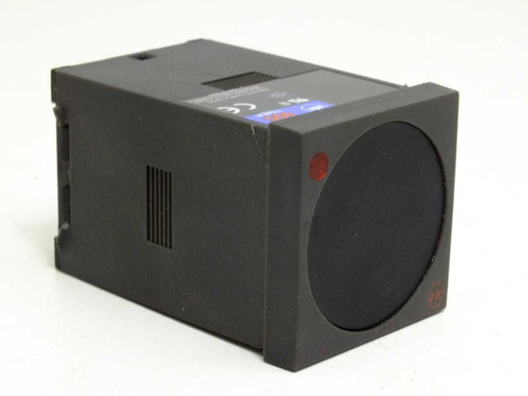 ATC Series 405 Timer 405A500F1K — right-side angled view showing black housing, CE label, and red indicator LED