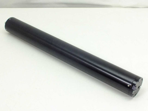 Directed Energy L25T-PI CO2 laser tube full length rear view showing clean black anodized cylindrical housing