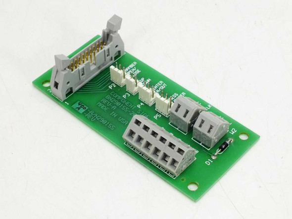 FSI 290155-400 Handler Interface Board – angled top view showing P2–P5 connectors, terminal blocks, and board label reading BN290155-200 REV-A Made in USA