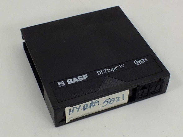 BASF DLTtape IV Digital Linear Tape cartridge — front label view showing BASF logo and DLT IV marking