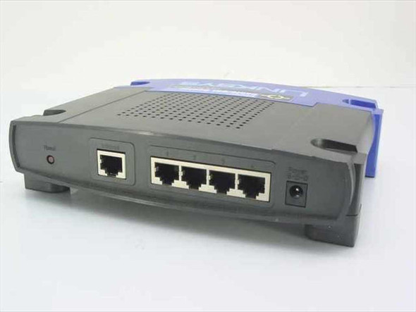 Linksys BEFSR41 V3 EtherFast Router – rear panel showing 1 WAN port, 4 LAN ports, reset button, and DC power jack